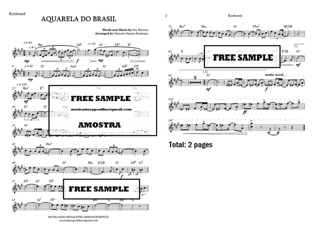 AQUARELA DO BRASIL - Ary Barroso - Keyboard - Teclado Partitura Sheet Music