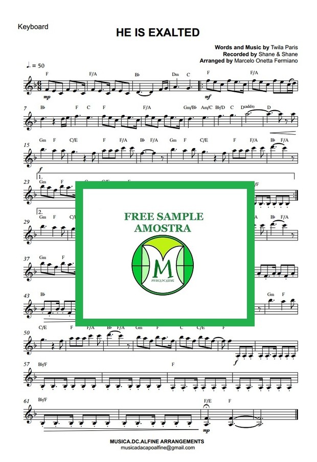 He is Exalted - Keyboard with Chords Sheet Music