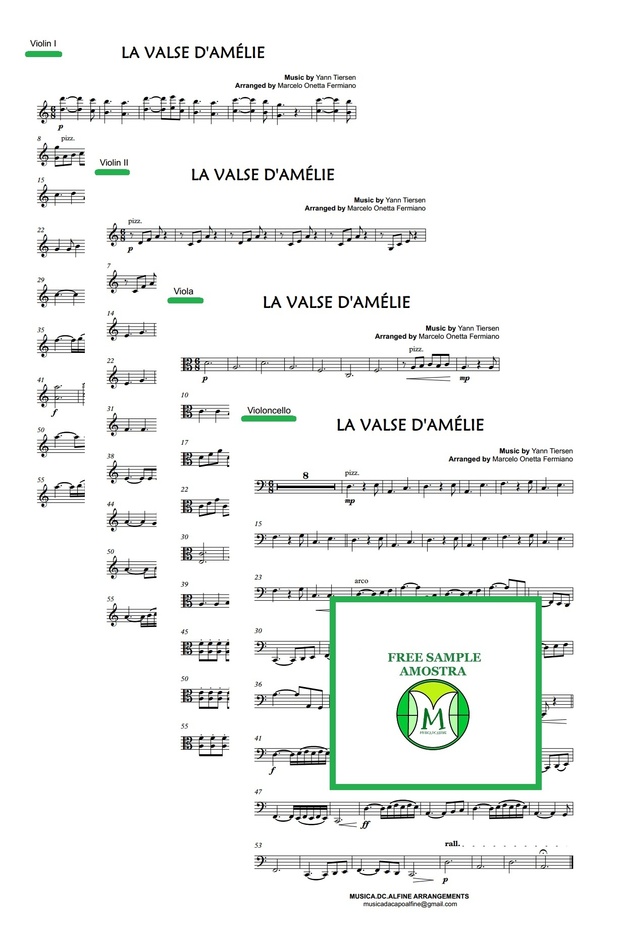 Valse d'Amélie - Tiersen - String Quartet - Score and parts.pdf
