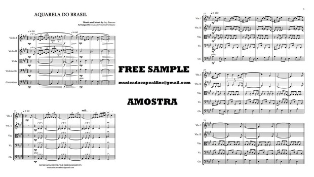 AQUARELA DO BRASIL - Ary Barroso - String Quintet or Chamber Orchestra Sheet Music
