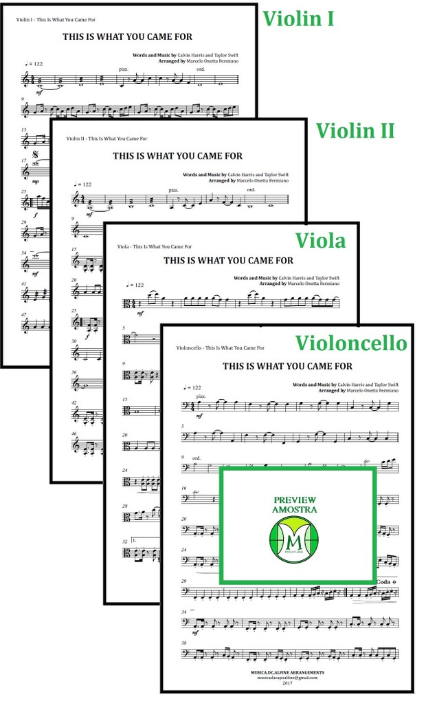 This is What You Came For | Calvin Harris | String Quartet | Score and Parts Download