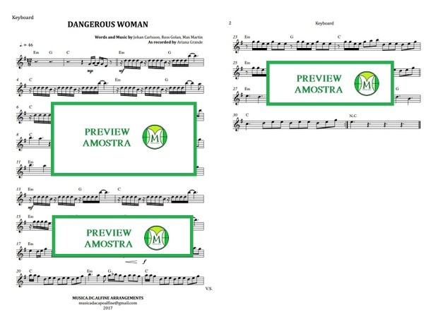 Dangerous Woman - Ariana Grande - Keyboard or Violin Sheet Music