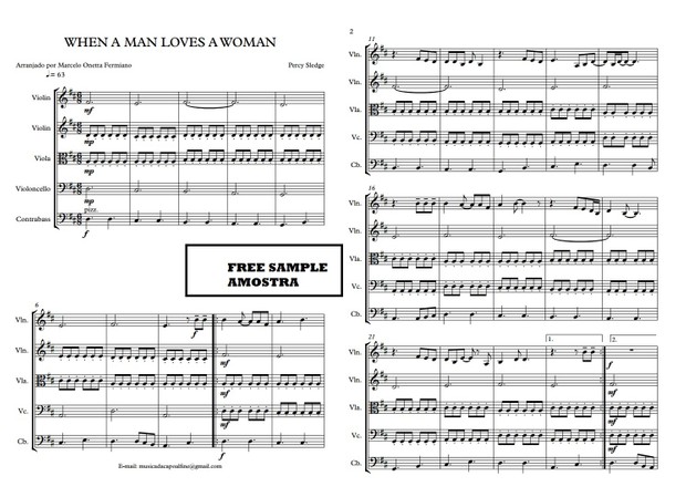 D - String Quintet- WHEN A MAN LOVES A WOMAN - Score and parts Sheet Music