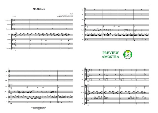 Marry Me | Train | String Quartet and Brass Trio | Score and Parts Download
