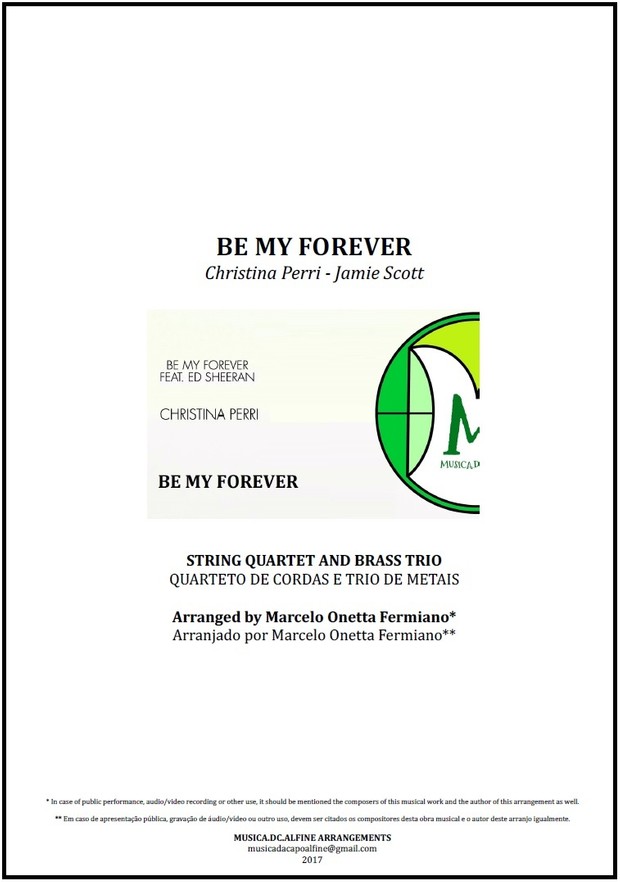 Be My Forever | Christina Perri | String Quartet and Brass Trio | Score and Parts | Download