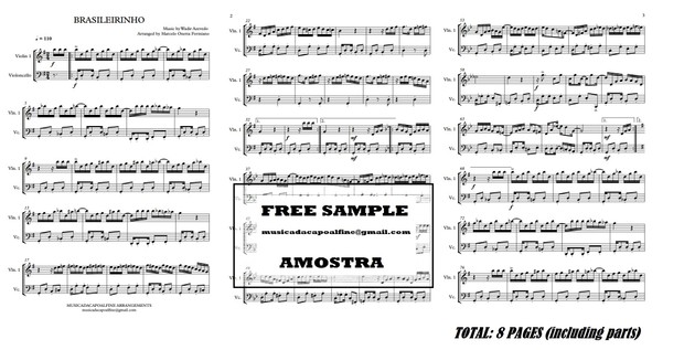 Brasileirinho - Waldir Azevedo - Violin and Celo - Score and parts Partitura