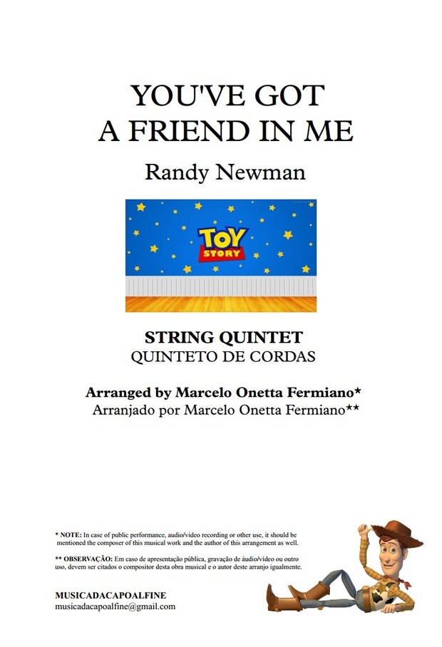 You've Got a Friend in Me - Randy Newman - String Quintet - Sheet Music PDF