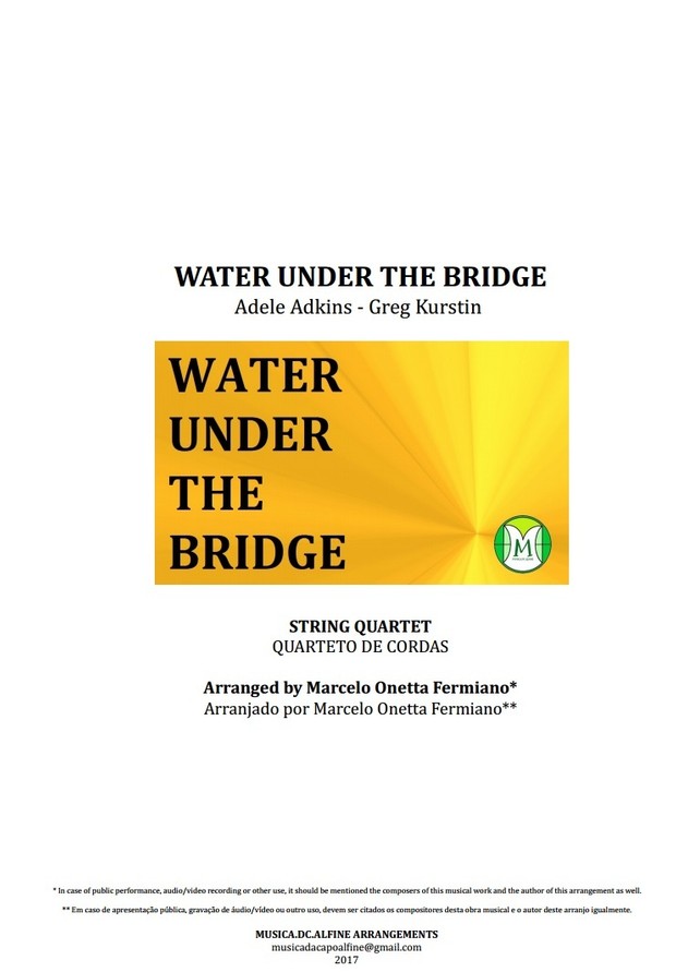 Water Under the Bridge - Adele - String Quartet - Score and Parts