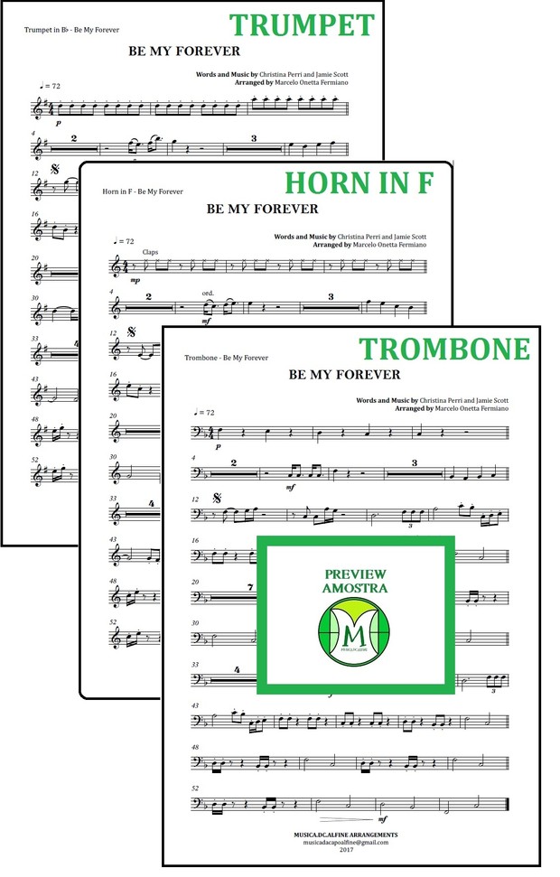 Be My Forever | Christina Perri | String Quartet and Brass Trio | Score and Parts | Download