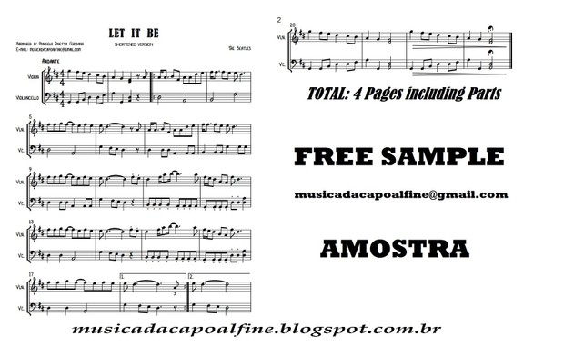 LET IT BE - The Beatles - Violino e Cello - Score and parts Download Sheet Music