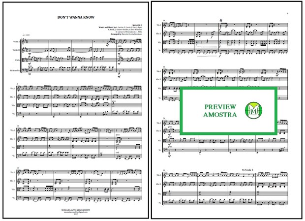 Don't Wanna Know | Maroon 5 | String Quartet | Score Download