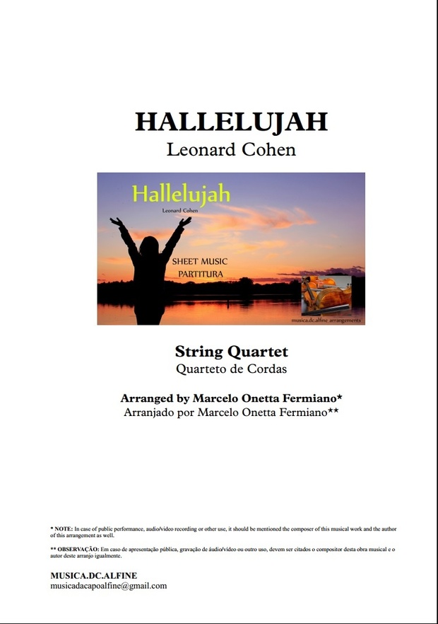 Hallelujah | L.Cohen | String Quartet | Score and Parts Download