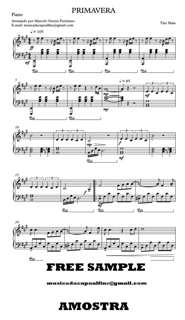 Primavera - Tim Maia Piano solo PDF