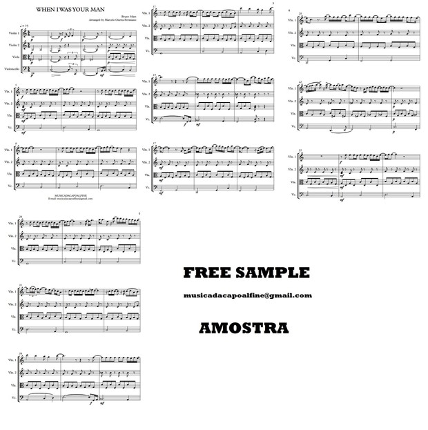 When I was Your Man / Bruno Mars - String Quartet/ Sheet Music/ Download - Score and parts.pdf