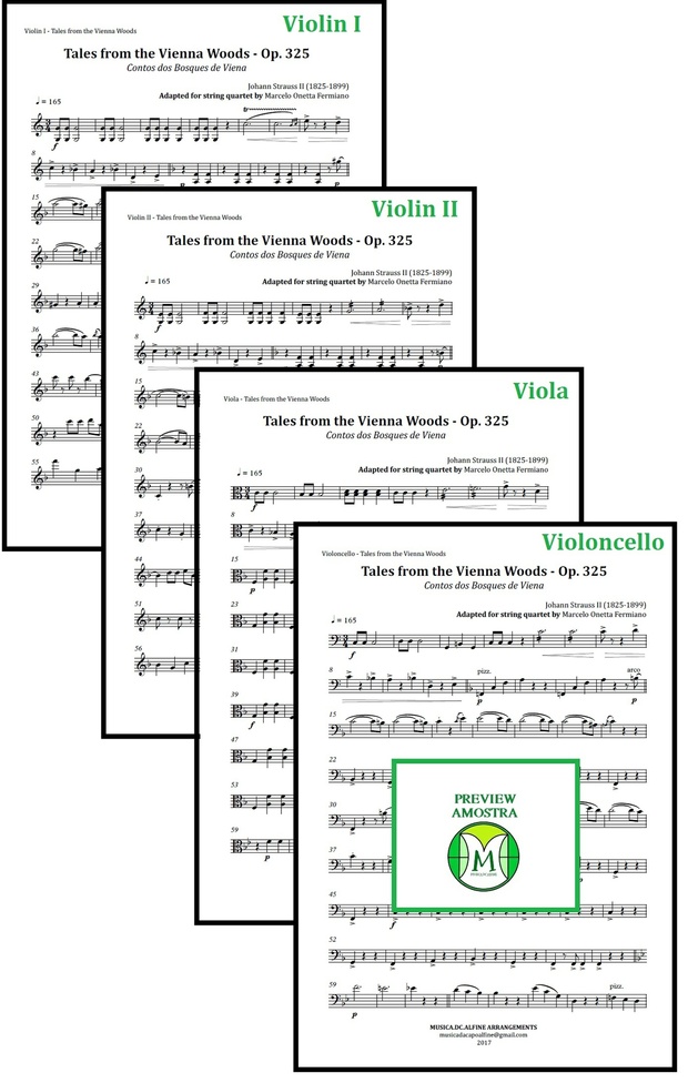 Tales from the Vienna Woods | Strauss | String Quartet | Score and Parts | Download