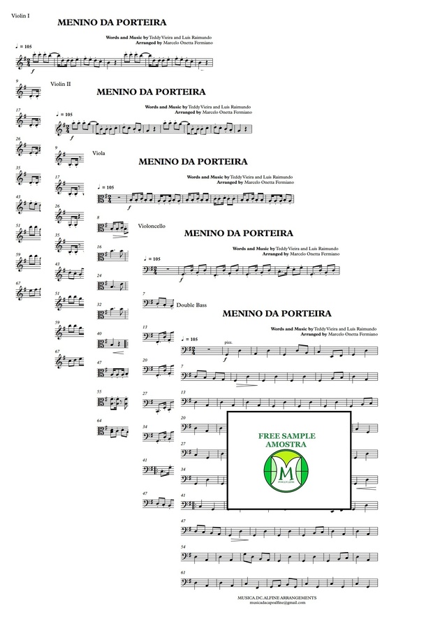 Menino da Porteira - Orquestra de Câmara - Partitura Com Grade e Partes