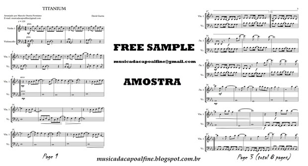 Titanium - Guetta Violin and Violoncello - Sheet Music Score Partitura PDF download