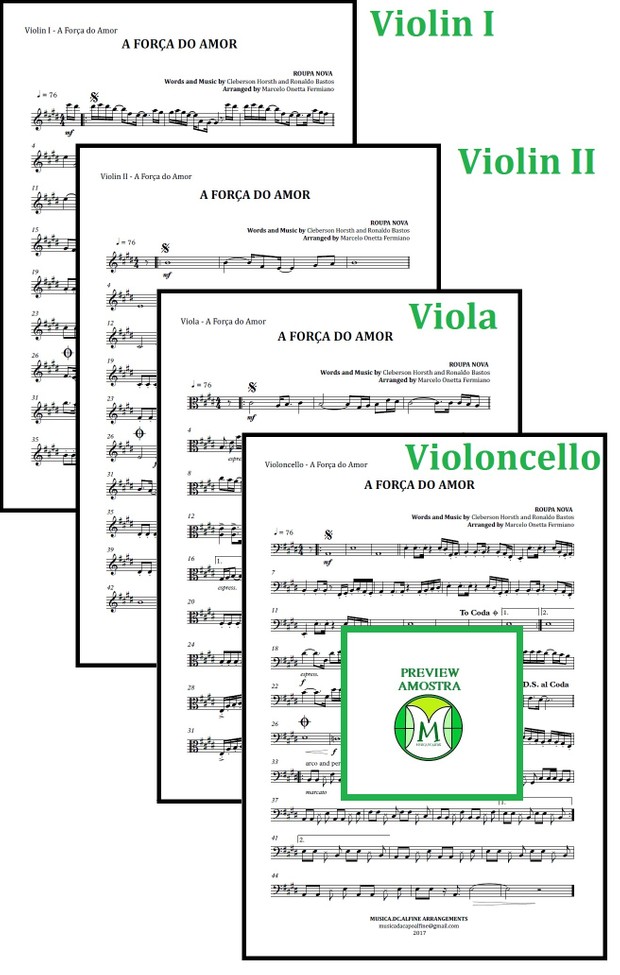 A Força do Amor | Roupa Nova | Quarteto de Cordas | Partitura Completa Download