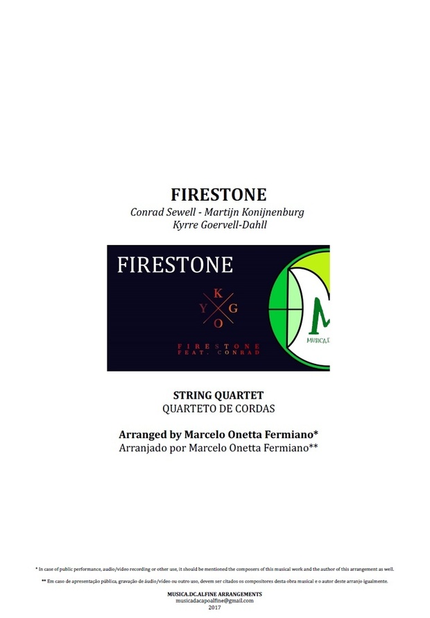 Firestone | Kygo | String Quartet | Score and Parts | Download