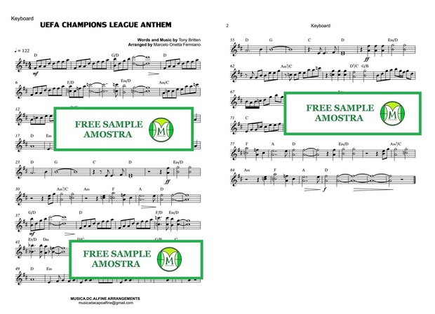 UEFA Champions League Anthem - Keyboard or Violin - Sheet Music