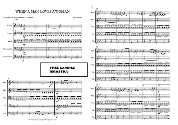 String Quintet - When a Man Loves a Woman - Score and parts - Sheet Music