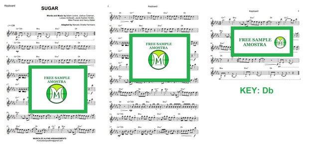 Db (key) - Sugar - Maroon 5 - Keyboard Sheet music