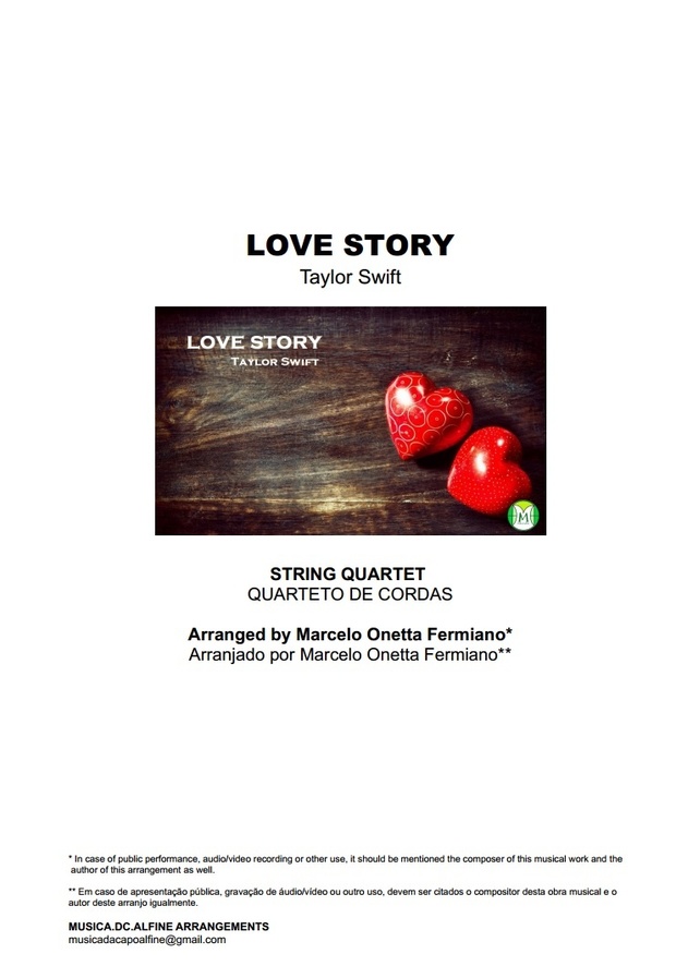 Love Story - Taylor Swift - String Quartet - Score and parts