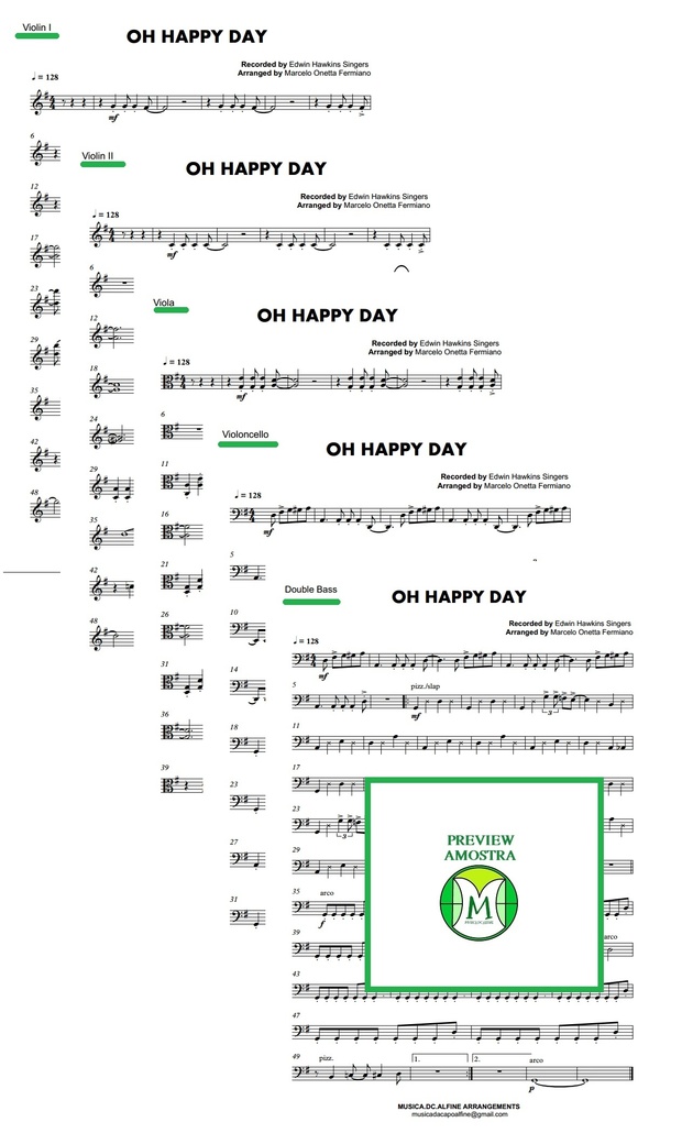 Oh Happy Day - Edwin Hawkins - String Orchestra or String Quintet - Score and parts.pdf