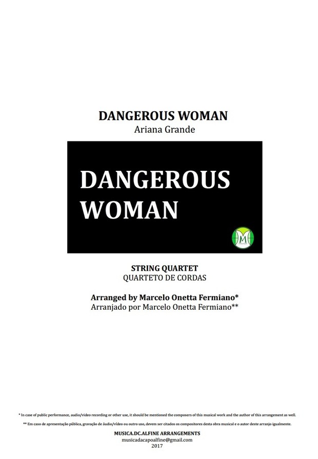 Dangerous Woman - Ariana Grande - String Quartet - Score and parts