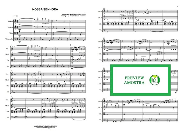 Nossa Senhora - Roberto Carlos - Quarteto de Cordas - Partitura
