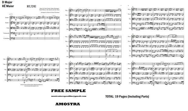 DMajor - RUDE - MAGIC! - String Quintet Sheet Music - Score and parts.pdf