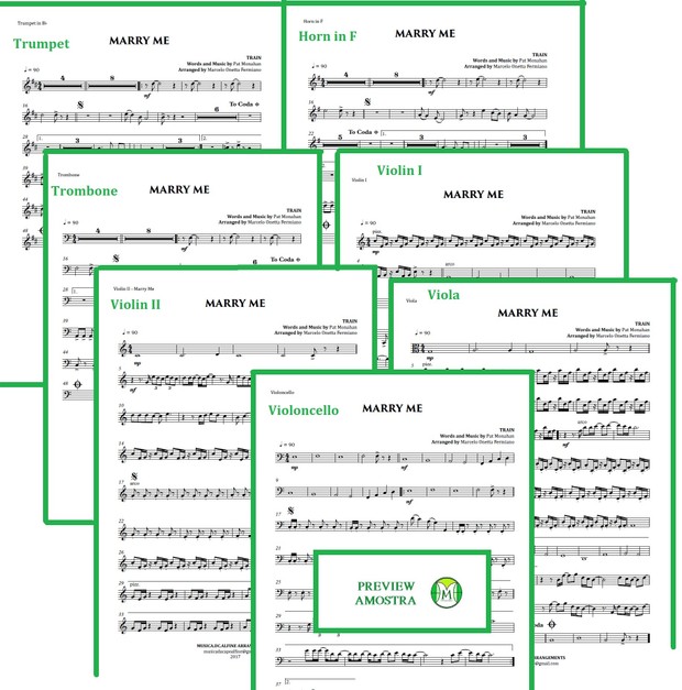 Marry Me | Train | String Quartet and Brass Trio | Score and Parts Download