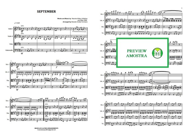 September - Earth, Wind & Fire - String Quartet - Score and parts