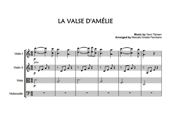 Valse d'Amélie - Tiersen - String Quartet - Score and parts.pdf