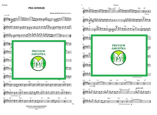 Pra Sonhar | Marcelo Jeneci | Teclado ou Violino | Partitura Completa