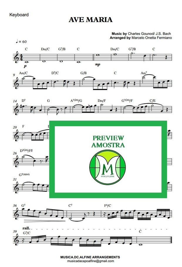 Ave Maria - Gounod - Keyboard or Violin Sheet Music