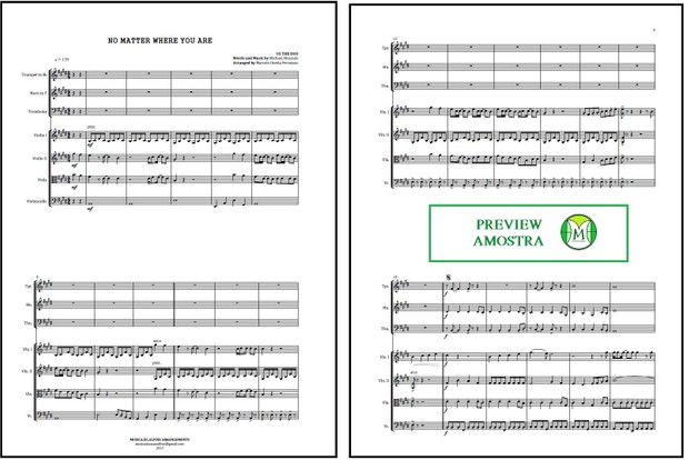 No Matter Where You Are | Us The Duo | Quarteto de Cordas e Trio de Metais | Partitura Completa