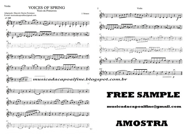 Voices of Spring - Strauss - Vozes da Primavera - Violin - Download - sheet music