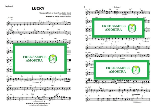 Lucky - J. Mraz and C. Caillat - Keyboard - Sheet Music