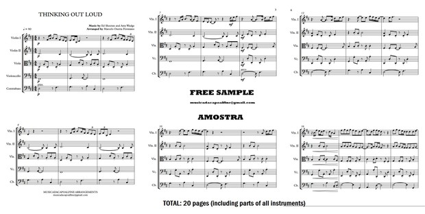 Thinking Out Loud - Ed Sheeran - String Quintet - Score and parts sheet music download.pdf