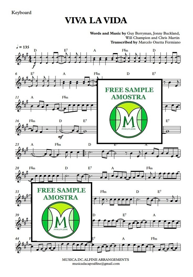 Viva La Vida - Coldplay - Keyboard Sheet Music