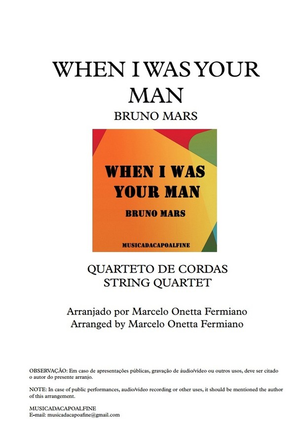 When I was Your Man / Bruno Mars - String Quartet/ Sheet Music/ Download - Score and parts.pdf