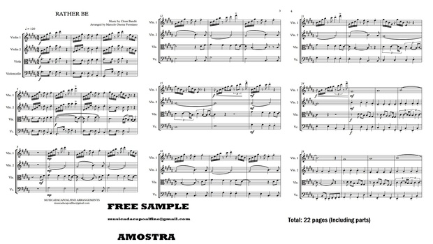 Rather Be -C. Bandit - String Quartet - Sheet Music Download- Score and parts.pdf