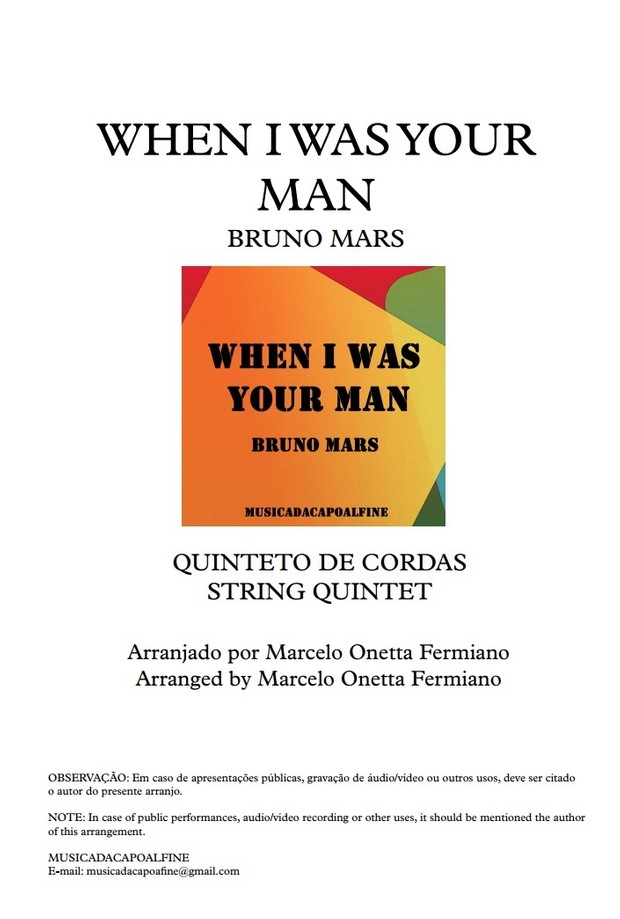 When I was your Man - Bruno Mars - String Quintet - Score and parts.pdf