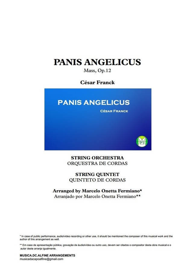 Panis Angelicus - César Franck - String Orchestra/String Quintet - Score and parts