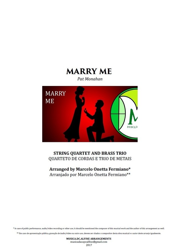 Marry Me | Train | Quarteto de Cordas e Trio de Metais | Partitura Completa