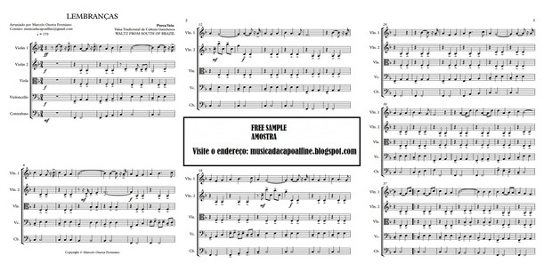 Lembranças - Porca Veia - String Quintet - Waltz from south of Brazil Sheet Music