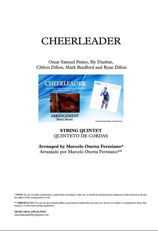 CHEERLEADER - OMI - String Quintet -Sheet Music - Score and parts. pdf