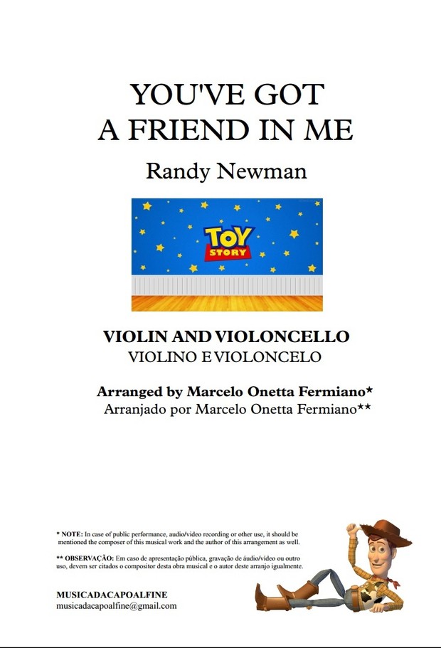 You've Got a Friend in Me - Randy Newman - Violin And Cello - Sheet Music PDF Toy Story