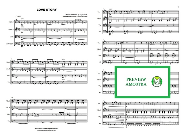 Love Story - Taylor Swift - String Quartet - Score and parts